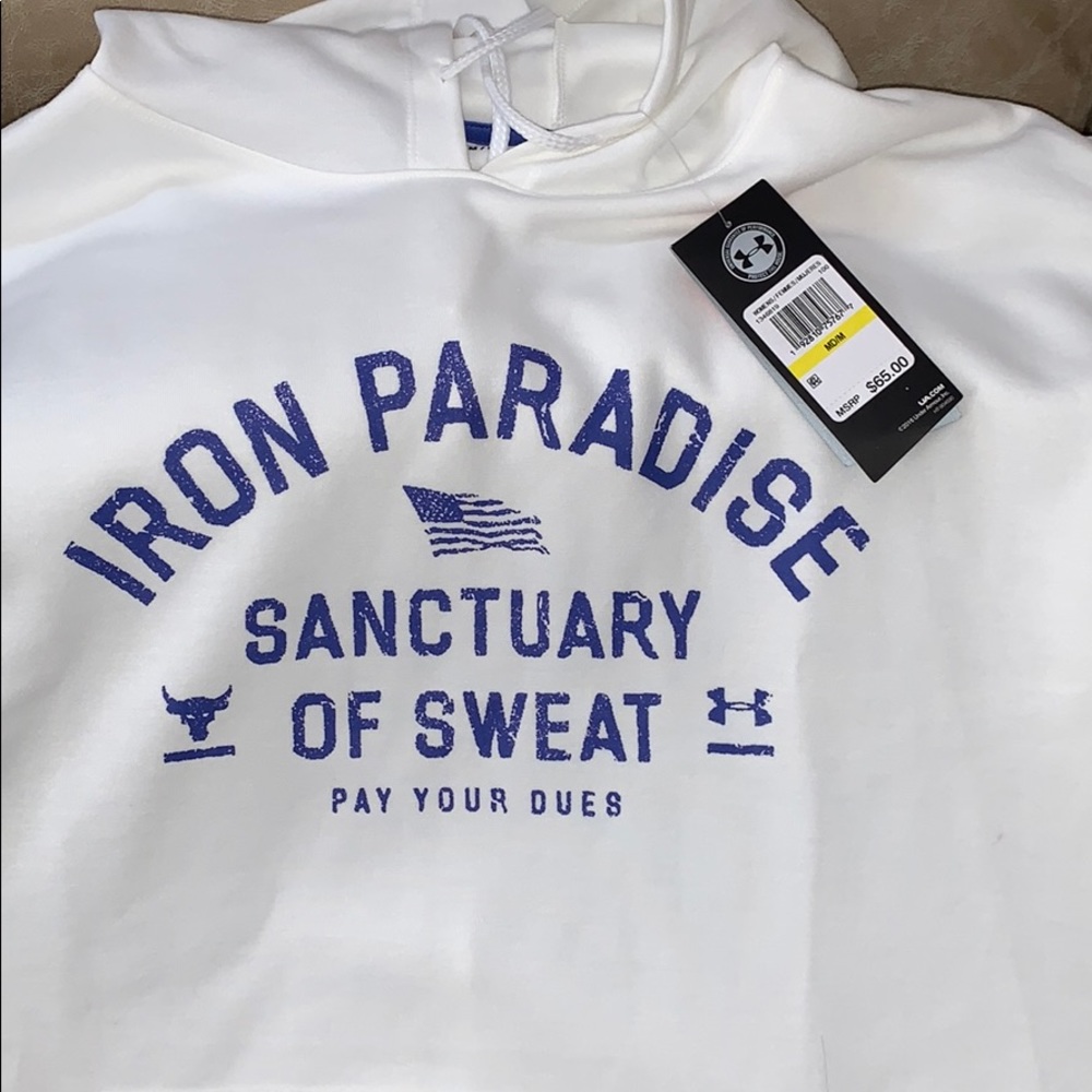 Under Armour The Rock Ss Tunic Hoodie White - Picture 2 of 7